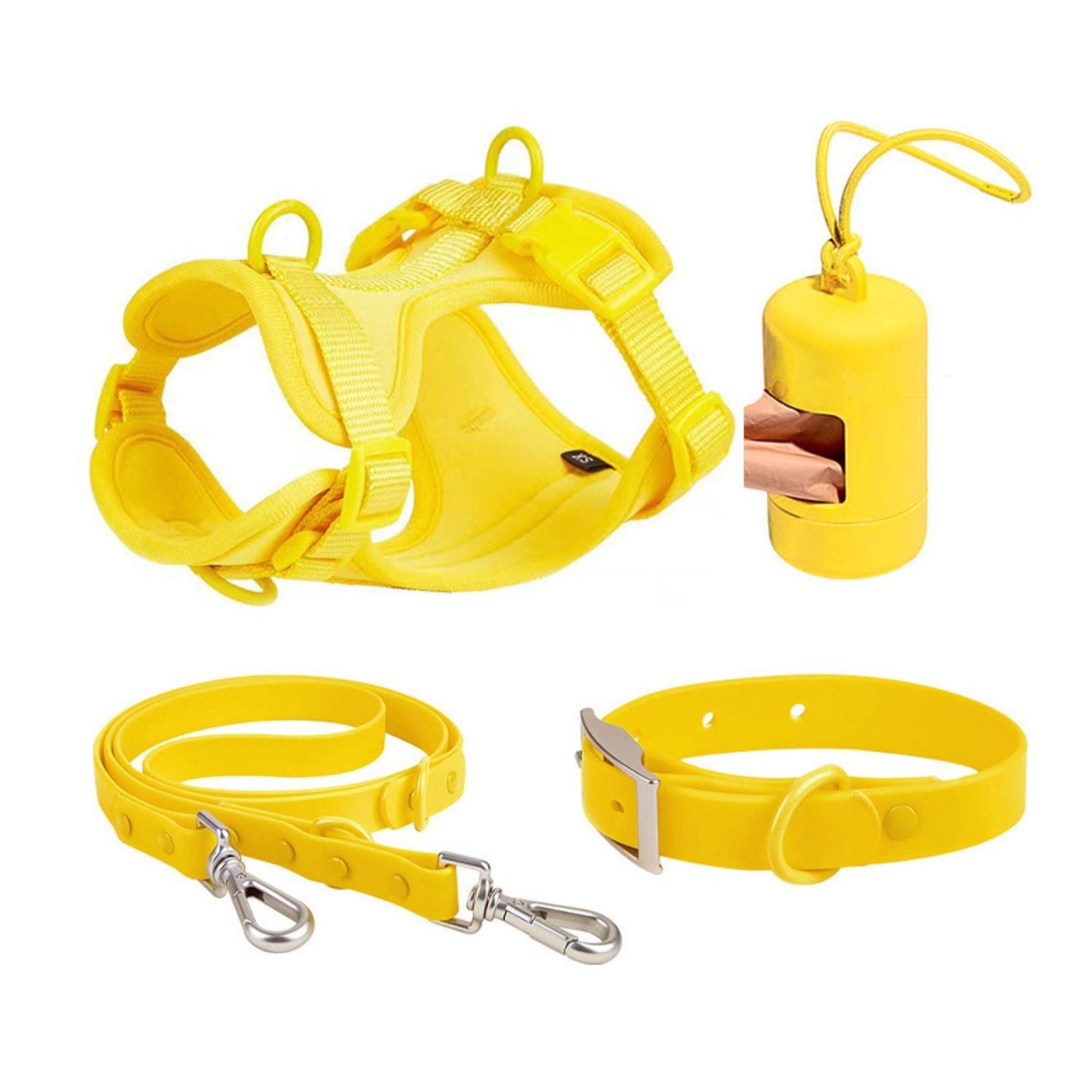 Dog Harness Set | Waterproof Hands-Free Walking 4-in-1 Set